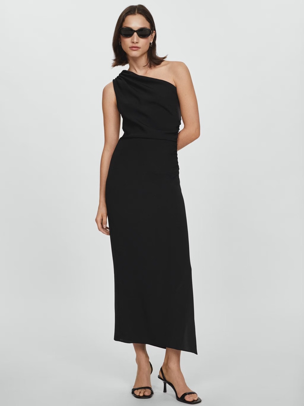 Mango Black asymmetrical dress with side slit NWT
